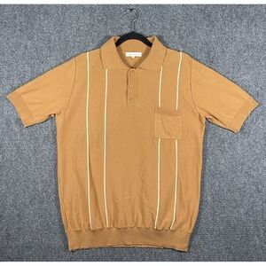 Far Afield Alfaro SS Polo Shirt Top in Cashew Brown 100% Cotton Mens Sz 4 #1970